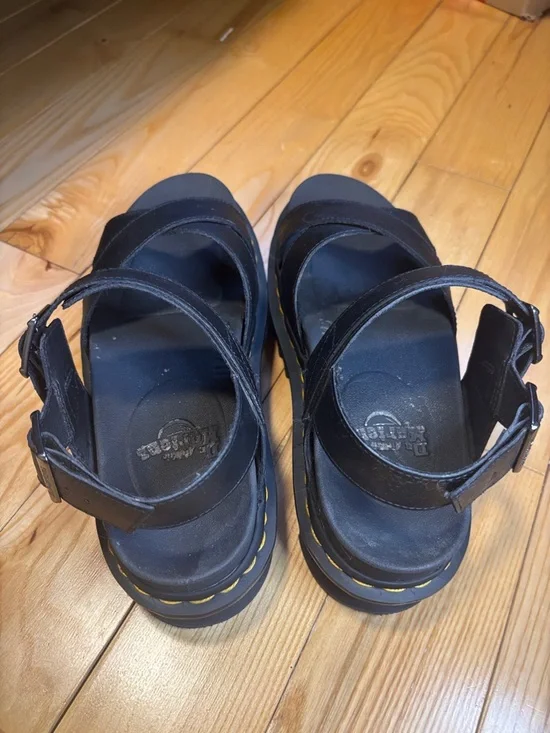 Voss II Dr. Martens Cross Strap Sandals Women’s Docs Black Leather - Picture 6 of 9